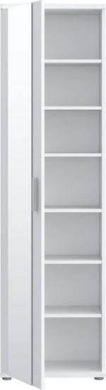 Zapatero Forte NET106 blanco 50, mueble de recibidor estrecho con 6 estantes y frente de espejo, pasillo, recibidor, madera, blanco, 50,2 cm de ancho x 179,1 cm de alto x 34,8 cm de profundidad