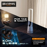 Brandson - Turmventilator DC ECO Line - DC Motor sehr leise - Sleep-Modus – mit Fernbedienung – 3 Modi – Oszillation – energieeffizient – für Schlafzimmer Büro Wohnzimmer Kinderzimmer