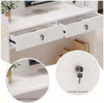 Mostrador de recepción moderno con 2 cajones con cerradura, mesa de caja para comercios, cajeros, recepción, muebles de oficina elegantes para espacios profesionales
