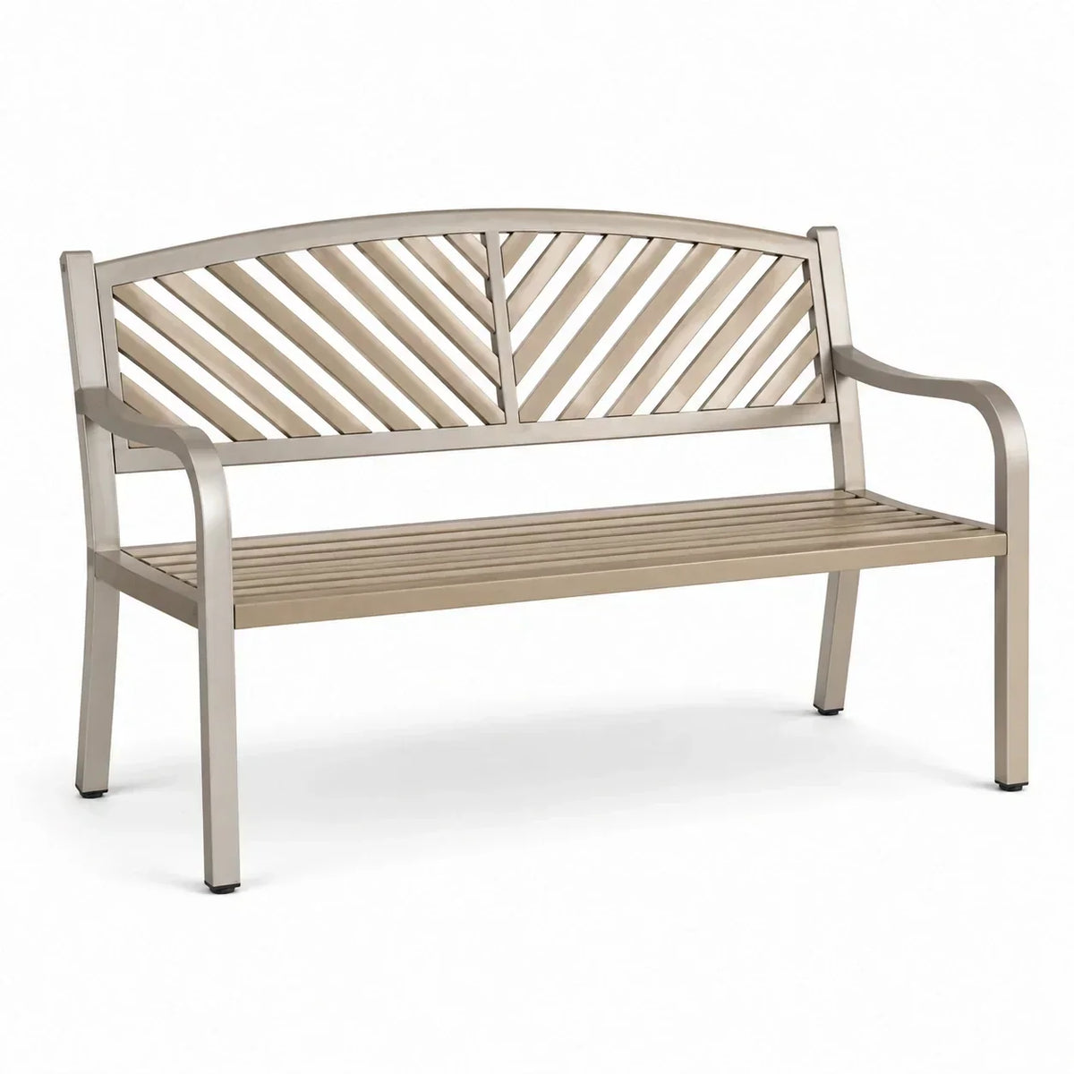 Banco de jardín de aluminio de 3 plazas beige