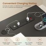 Escritorio de pie eléctrico en forma de L SEDETA con archivador, escritorio de computadora para oficina en casa de 63 x 53'' con altura ajustable, cajones, toma de corriente, mesa de juegos de pie con luces LED, bandeja para teclado, negro