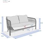 Hespéride – Deona Gartensofa in Taupe und Akazie – 2-Sitzer – Abnehmbare, Wasserabweisende Kissen – Garten-, Terrassen- und Balkonmöbel