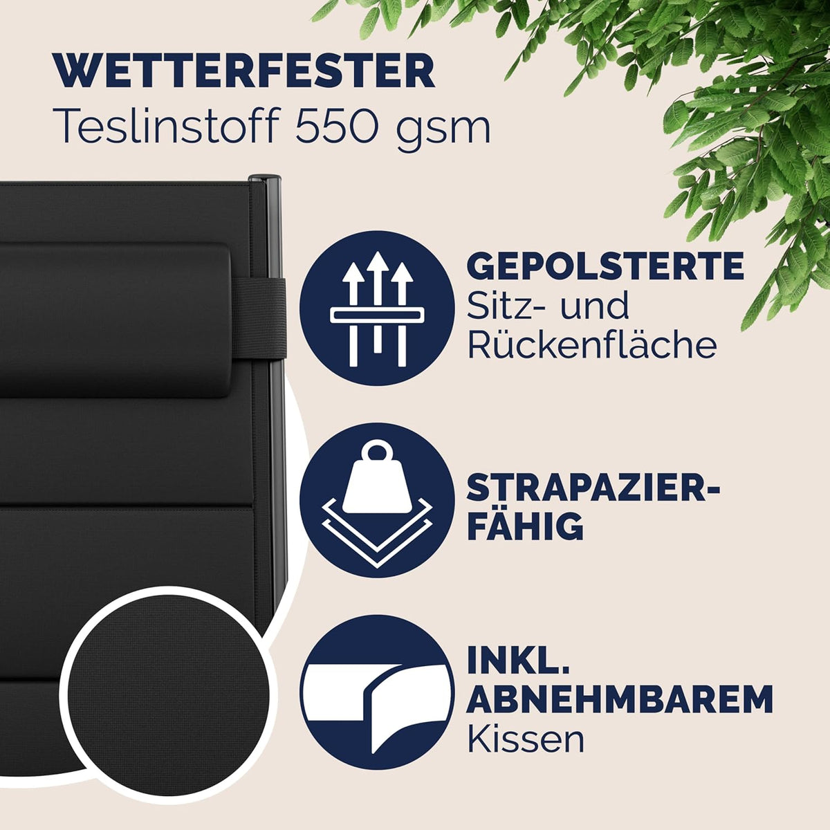 Casaria® Gartenstühle 4er Set Klappbar Gepolstert Alu 8- Fach Verstellbar 120 kg Belastbarkeit Wetterfest Outdoor Balkon Camping Hochlehner Klappstuhl