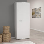 FORTE NET106 Armario 70 180, armario multiusos blanco, armario para aspiradora, trastero, armario de puertas batientes, 2 puertas con estantes, 69 cm de ancho x 179 cm de alto x 35 cm de profundidad