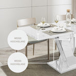Malvi - Esstisch Ausziehbar auf 160 cm - 120x80x75 cm - Modern - Dinner Table - Esszimmertisch - Tisch für Esszimmer, Wohnzimmer - Ausziehtisch - Weiß Hochglanz