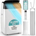 SereneLife 12,000 BTU Portable Air Conditioner with Dehumidifier, Heat, & Fan | Wi-Fi Enabled Portable AC Unit for Wide Area Climate Control | Compact Standing Air Conditioner with Window Kit