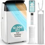 SereneLife 12,000 BTU Portable Air Conditioner with Dehumidifier, Heat, & Fan | Wi-Fi Enabled Portable AC Unit for Wide Area Climate Control | Compact Standing Air Conditioner with Window Kit
