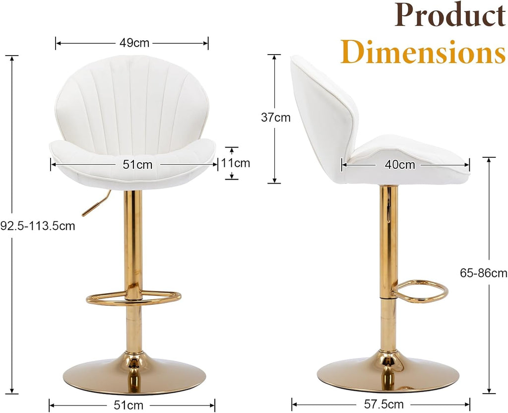 chairus 2er Set Barhocker Drehbar, Samt Barstuhl Höhenverstellbar, Moderne Barhocker für Küche Thekenhocker mit Fußstütze, Beige