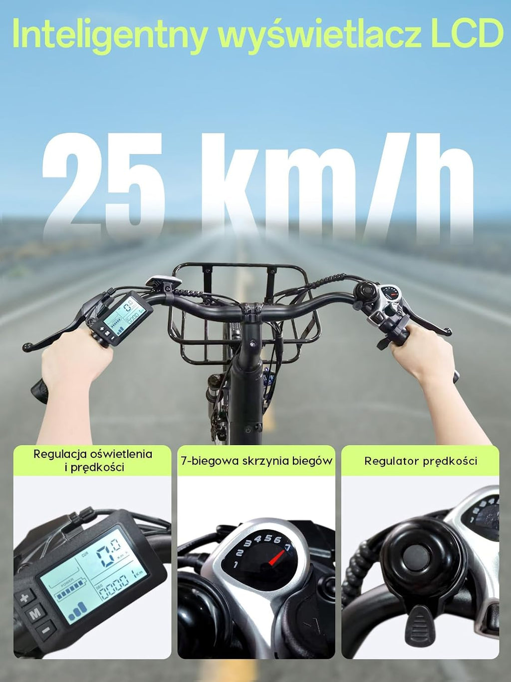 Bicicleta eléctrica de 26" para adultos, bicicleta eléctrica de 7 velocidades con batería intercambiable de 36V 13Ah, 25 km/h y autonomía de 80-100 km para viajeros urbanos