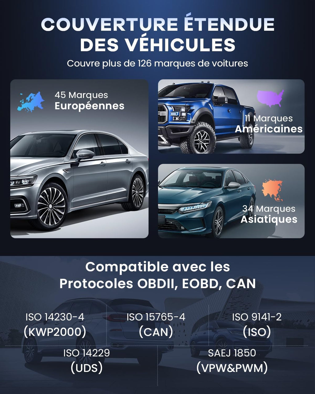 Escáner de diagnóstico multimarca mejorado MUCAR CS4, diagnóstico OBD-II en español, lector de códigos ECM, ABS, SRS, TCM para todos los coches, con funciones gratuitas de por vida para aceite, EPB, SAS, TPMS, TBA y ETS.