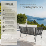 Sofá tipo lounge de ratán tectake®, muebles de salón para exteriores, muebles de balcón, muebles de exterior, muebles de jardín de ratán, sofá de jardín con cojines impermeables para exterior, muebles de balcón para balcones pequeños, jardín de invierno