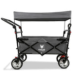 Carrito de mano plegable y compacto Fuxtec FX-CT700 gris, con frenos, asiento acolchado, mango ajustable en altura, para excursiones