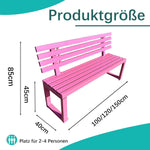 Gartenbank,Wetterfest Outdoor Bank Sitzbank,Metall Stahl Bank, Metallbank Garten,100/120/150/cm,Mit Rückenlehne,Tragkraft bis 200kg, for Terrasse Park Rasen Hof,2-4 Sitzer 150×40×85cm-Rot