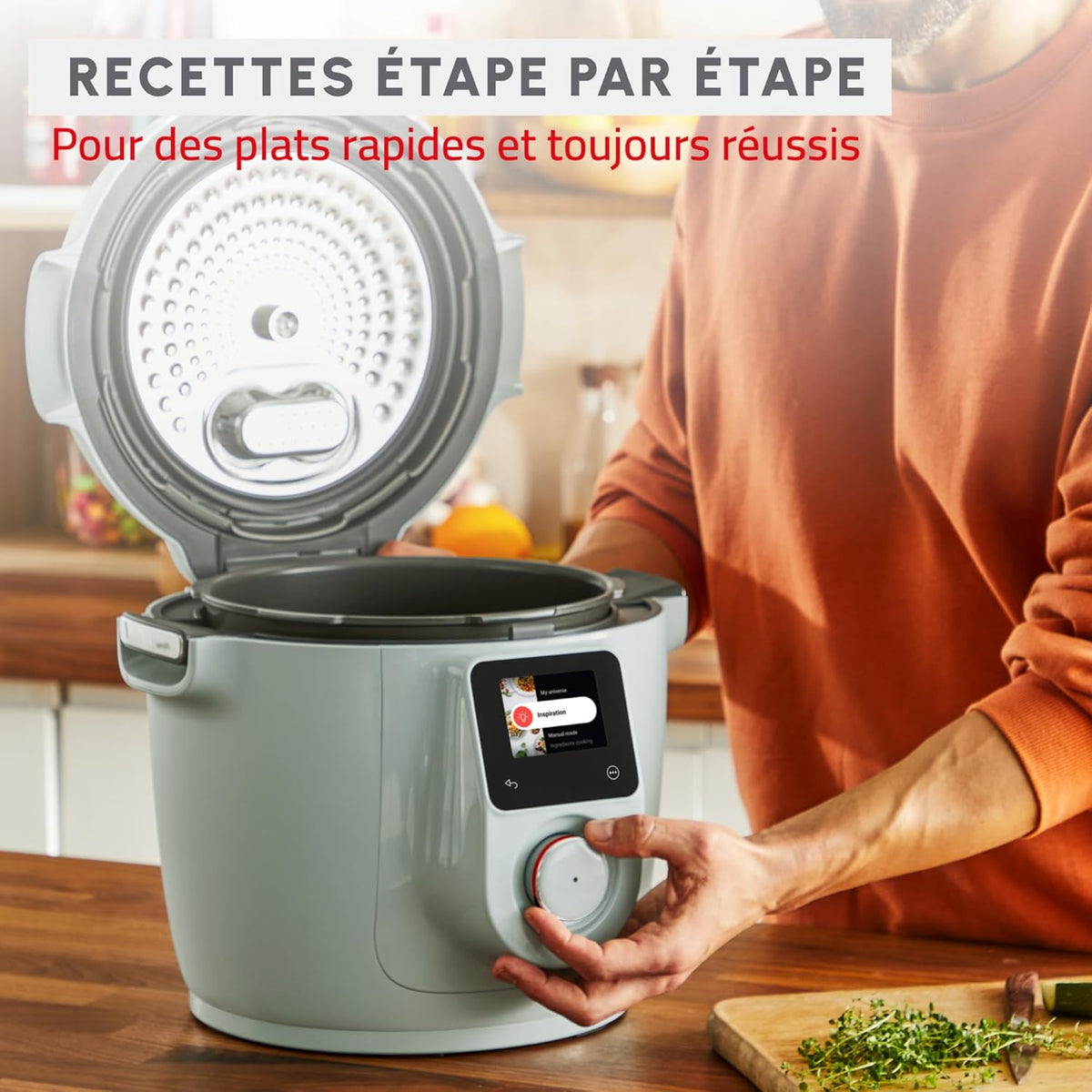Moulinex Cookeo Wifi 10 en 1, multicocina inteligente de alta presión, 10 modos de cocción, rápida, sin supervisión, guía de cocción paso a paso, 6 L, CE96G310