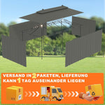 Devoko Garden Pavillon 3x6 Wasserdicht Stabil Winterfest Deluxe Gazebo, UV-Schutz 50+ Doppellagiges Grilpavillons mit seitenwänden für 10-20 Personen, Partyzelt für Freizeit, Partys, Grau mit LED