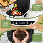Compostador eléctrico Fullwatt 4.2L, compostador eléctrico inodoro de secado rápido con 2 filtros de carbono, cubo de compostaje y pantalla LED para materia orgánica y restos de comida, autolimpiable