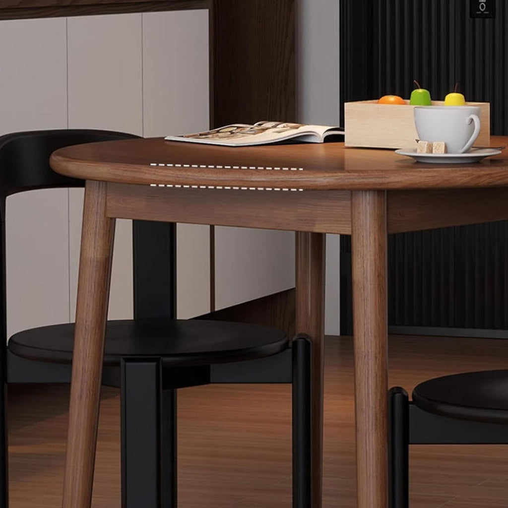 Mesa de comedor redonda de madera maciza para 2-4 personas, mesa de cocina rústica de estilo granja con madera de abeto resistente y travesaño, mesa de comedor pequeña y compacta de mediados de siglo, montaje sencillo (Tamaño: 60x60 cm, Color: C)