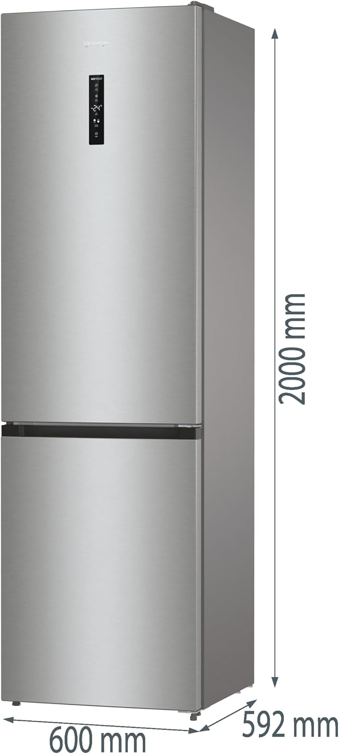 Gorenje NRK620CA2XL4 Frigorífico combi/Independiente/331L volumen total/ 35dB/Clase energética: C/AdaptTech/NoFrost Plus/Convert FreshZone/CrispZone con control de humedad/KitchenFit/(AnxAlxPr): 60 × 200 × 59,2 cm/Gris