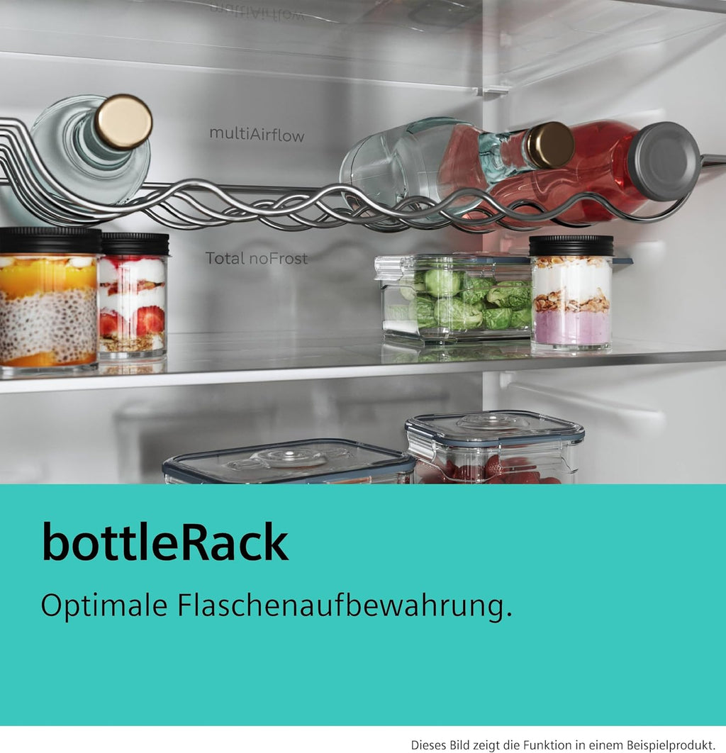 Siemens iQ500 Freistehender XXL Kühlschrank 186,2 x 59,5 cm, KS36NAICG, 402 L Kühlen, Total noFrost, hyperFresh 0°C Schubladen, LED-Beleuchtung, Nahtlose Platzierung, antiFingerprint Edelstahl