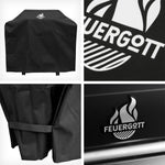 Barbacoa de gas Hektor 3B-S incl. asador giratorio y funda protectora con 3 quemadores, quemador Sear, parrilla de hierro fundido, hornillo lateral, ventana de visualización y termómetro para jardín y terraza