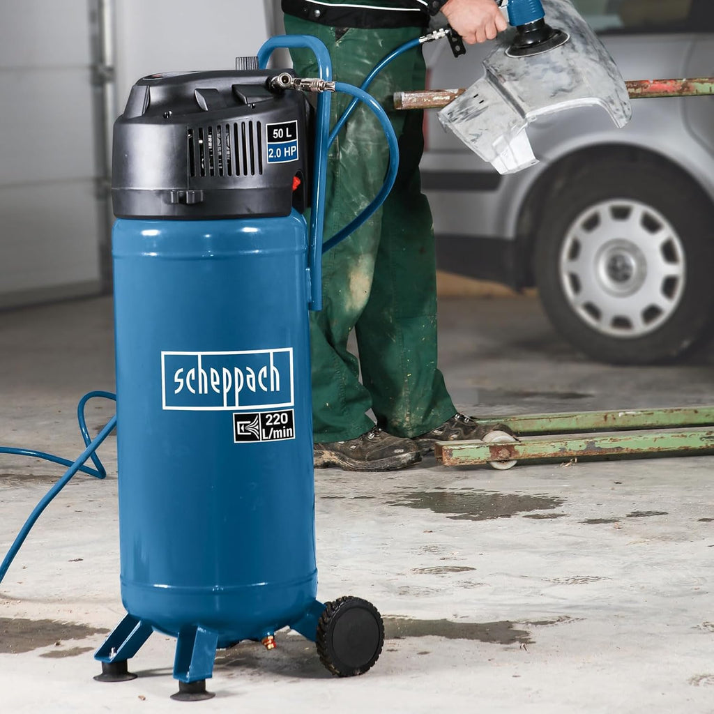 Compresor de aire vertical Scheppach HC51V | Depósito de 50 L, 10 bar