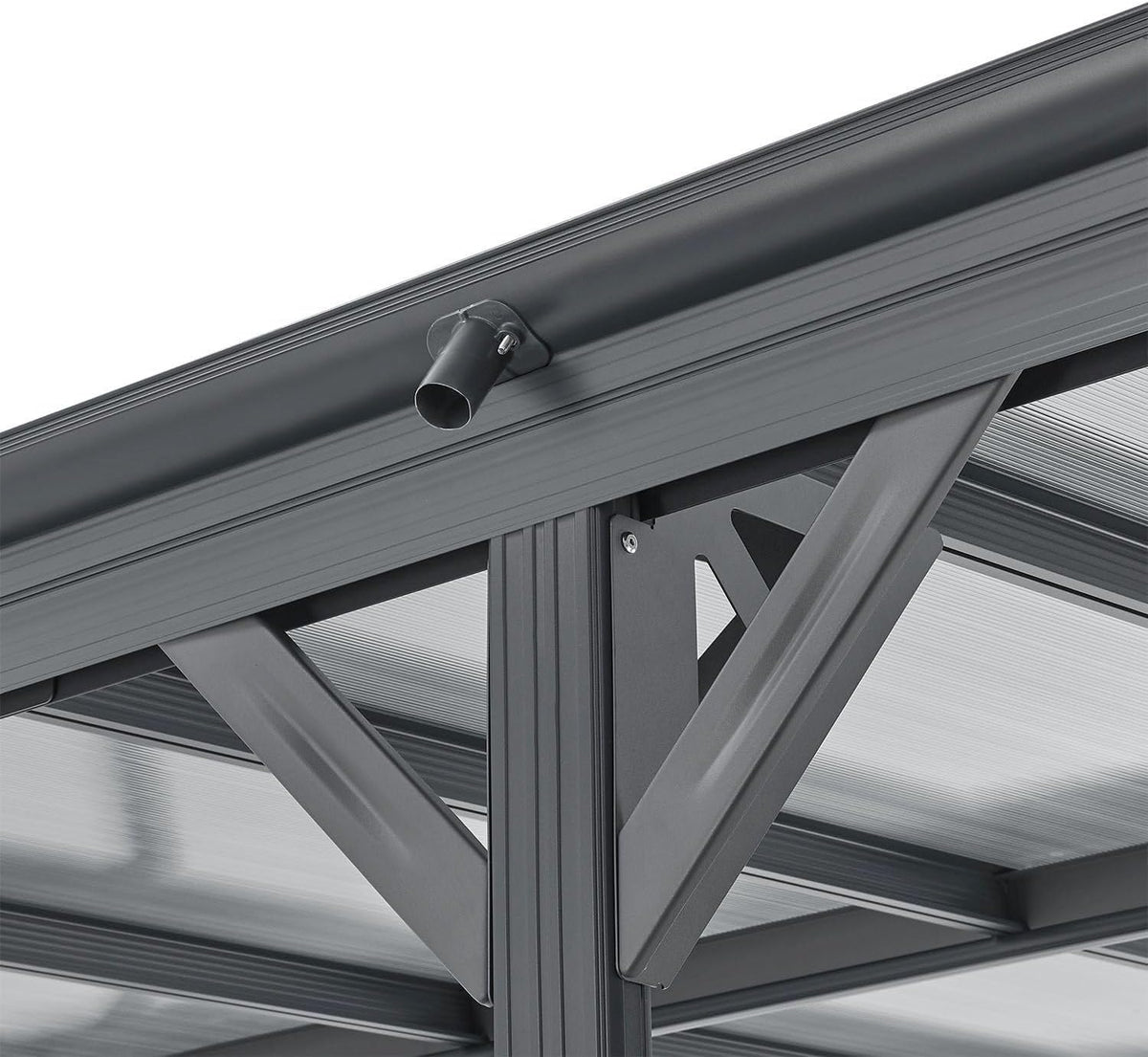 Cochera Juskys con techo plano 5x3 m - Cubierta de aluminio con placas alveolares - Refugio para coches - Montaje independiente - Gris oscuro