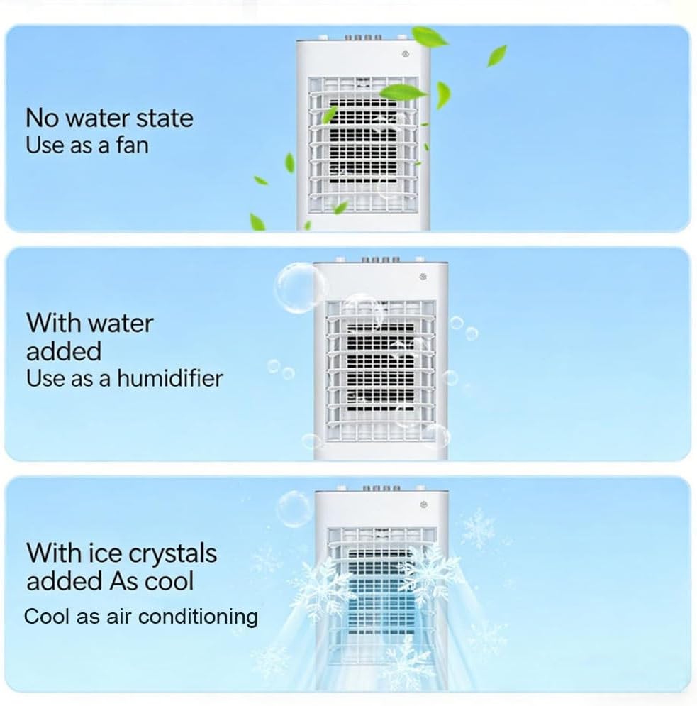 Enfriador evaporativo, climatizador portátil, 4 en 1 con 3 niveles, 6L/12L con mando a distancia, aire acondicionado portátil sin tubo de escape con refrigeración por agua, ventilador, humidificador y modo noche (12L blanco)
