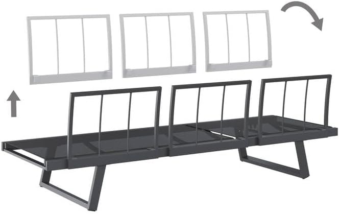 OUTLIV. Gartenloungesofa Lucca, Aluminium,Olefin, wetterfest, mit Verstellbarer Sitzfläche, 200x71x76 cm, Anthrazit