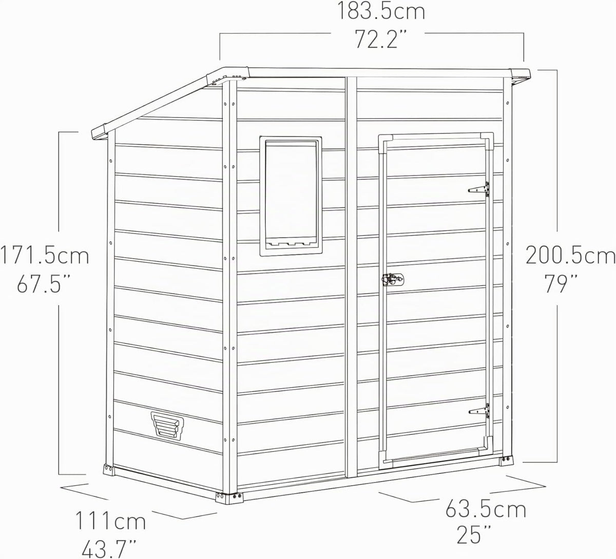 Caseta de jardín Keter Manor Pent 6x4 resistente a la intemperie, plástico, exterior, dimensiones exteriores: ancho x fondo x alto: 183,5 x 111 x 200,5 cm, dimensiones interiores: 168,5 x 97 x 154 cm, gris