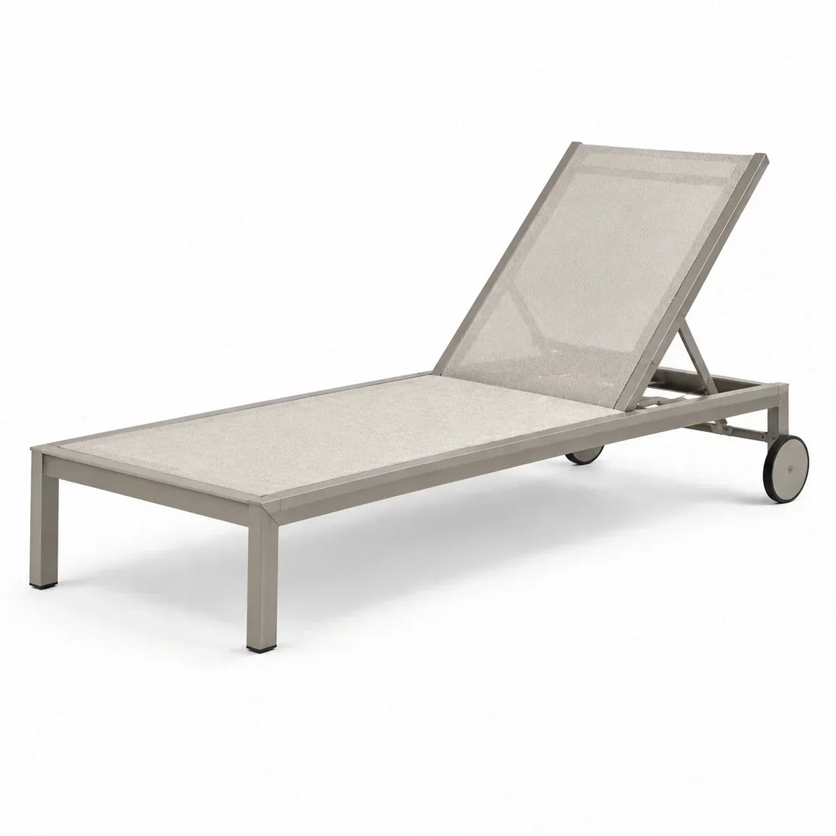 Tumbona de jardín de aluminio y textileno beige 200x65x30 cm