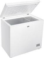 Congelador horizontal Beko CF200CWN, arcón congelador, 198 l de capacidad útil, 1 cesta para congelados, función de congelación rápida, ruedas de transporte, sistema de indicador LED, 40 dB(A), blanco