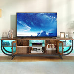 YITAHOME Industrielles TV-Schrank,160cm TV Lowboard für Fernseher bis zu 65 Zoll mit LED-Beleuchtung,Wohnzimmer Fernsehschrank TV Board mit Offenen Stauraum,Vintagebraun