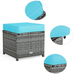 Conjunto de muebles de comedor para patio de 7 piezas de ratán con sofá seccional, mesa de comedor, otomanas y cojines