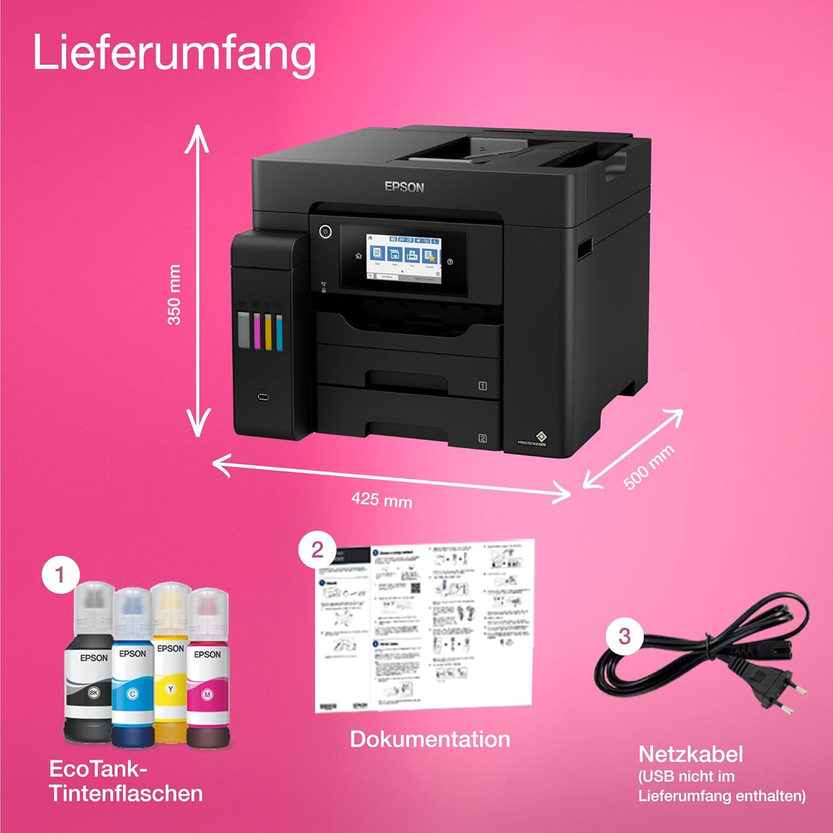 Impresora multifunción de inyección de tinta con depósito de tinta EcoTank ET-5850 DIN-A4 con Wi-Fi y fax