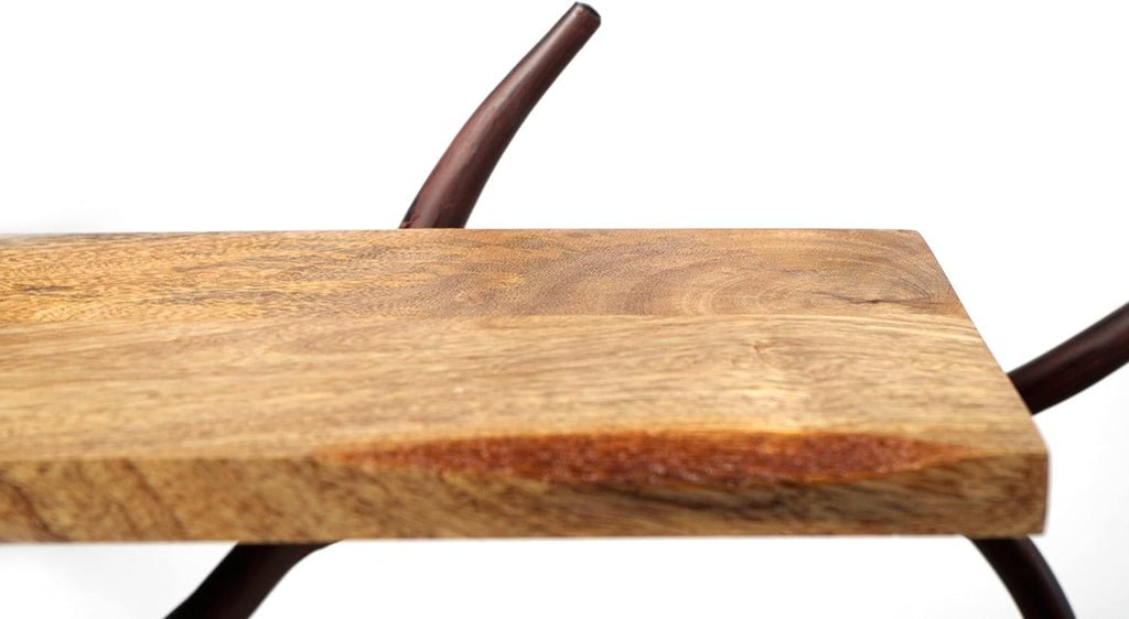 Kobolo Wandregal Hängeregal Bücherregal -AST Zweig- 3 Böden - 71x20x56 cm - Eisen und Holz