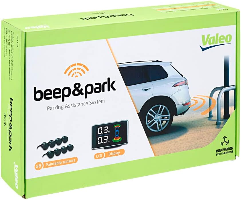 Valeo 632202 - Sistema de asistencia al aparcamiento - Kit Beep&Park: 8 sensores + 1 pantalla LCD - Instalación delantera y trasera
