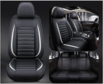 QWEDFSD Fundas de Asiento de Coche para MG MGS5 EV 2025, Protección Impermeable contra el Polvo, Juego Completo de Fundas de Asiento de Cuero, Blanco-Negro/C
