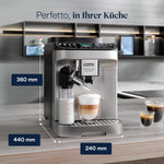 De’Longhi Magnifica Evo Next - Perfetto Kaffeevollautomat mit LatteCrema-Milchaufschäumer, 13 One-Touch-Getränke, Coffee- und Cappuccino Kaffeemaschine, farbiges Touch-Display, Titan (ECAM312.80.SB)