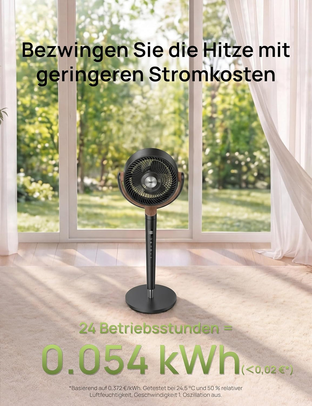 DREO 23dB leiser Standventilator, 120°+120° Omni-direktionale oszillierende Ventilator, 27M Windentfernung, 1615 m³/h Luftvolumen Echt Turbo-Luftzirkulator Fans, 89-102cm Höhe 3 Modi 8-Geschwindigkeit