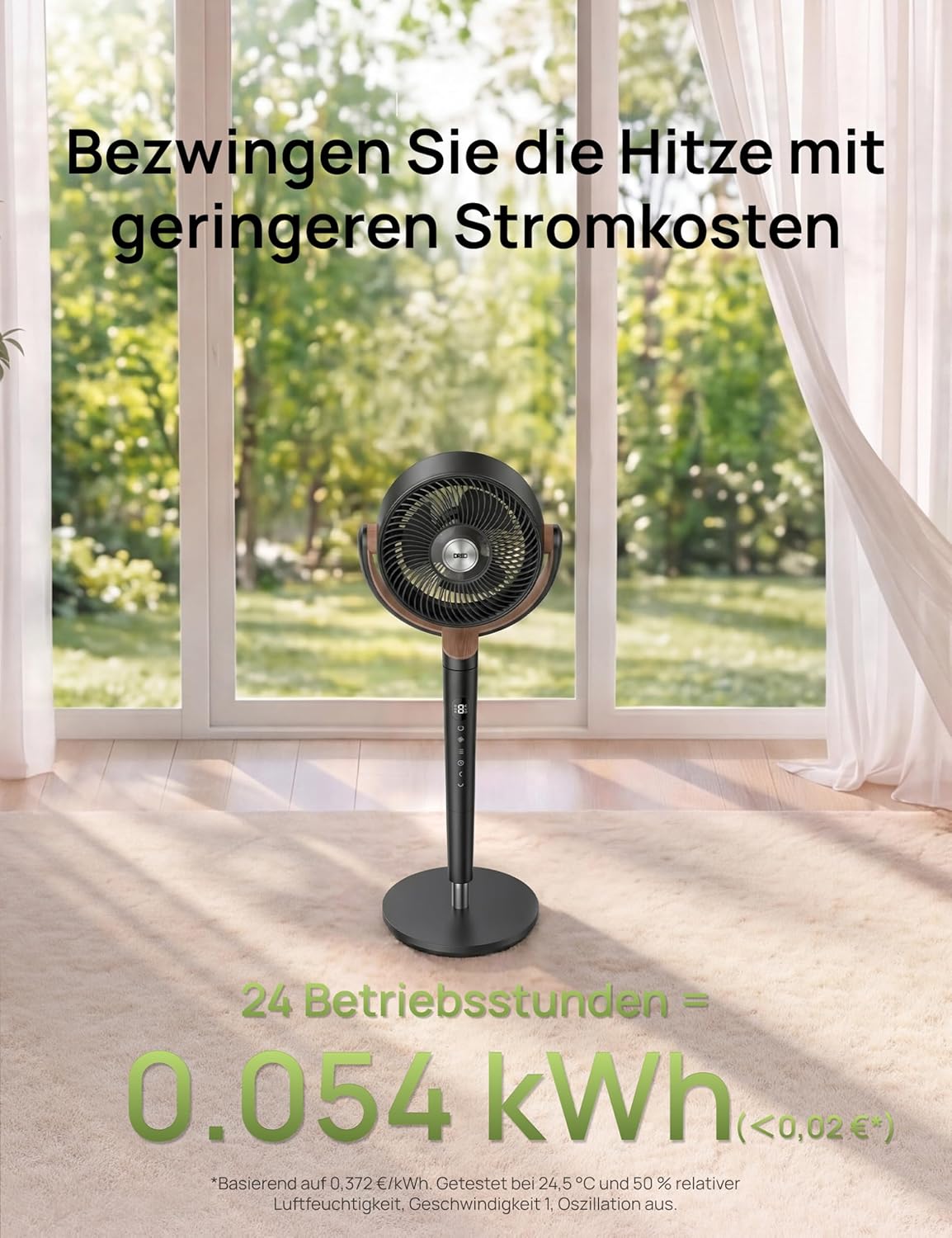 DREO 23dB leiser Standventilator, 120°+120° Omni-direktionale oszillierende Ventilator, 27M Windentfernung, 1615 m³/h Luftvolumen Echt Turbo-Luftzirkulator Fans, 89-102cm Höhe 3 Modi 8-Geschwindigkeit