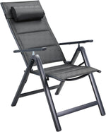 Casaria® Gartenstühle 4er Set Klappbar Gepolstert Alu 8- Fach Verstellbar 120 kg Belastbarkeit Wetterfest Outdoor Balkon Camping Hochlehner Klappstuhl