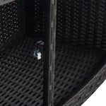 Borde KOIECETA con almacenamiento para jacuzzi spa piscina, borde de piscina de poliratán negro, madera dura, redondo, acero con recubrimiento en polvo (V31009)