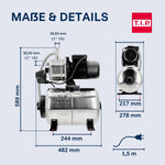 T.I.P. Hauswasserwerk HWW 4500 INOX aus Edelstahl mit 1200 W Leistung I 4350 l/h Fördermenge bis 50 m Höhe I 5 bar Druck mit Manometer I 22 L Kessel I robust, korrosionsfrei, sicher mit Überlastschutz
