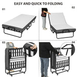 Cama plegable DICTAC 90x200cm para adultos con colchón de espuma viscoelástica de 13cm, estructura metálica plegable con ruedas, capacidad de carga de 200kg
