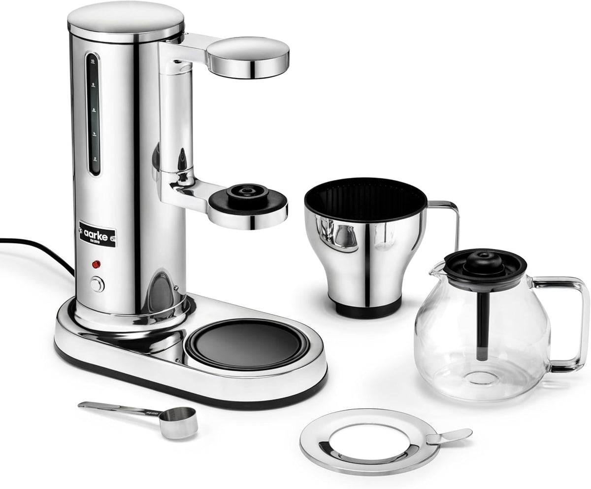 aarke Filterkaffeemaschine – Elektrische Kaffeemaschine, Glaskaraffe, Warmhaltefunktion, 10-Tassen-Kapazität, 250 ml -1.25L, Modernes Design, Kaffeezubereiter für Filterkaffee, ECBC-zertifiziert.