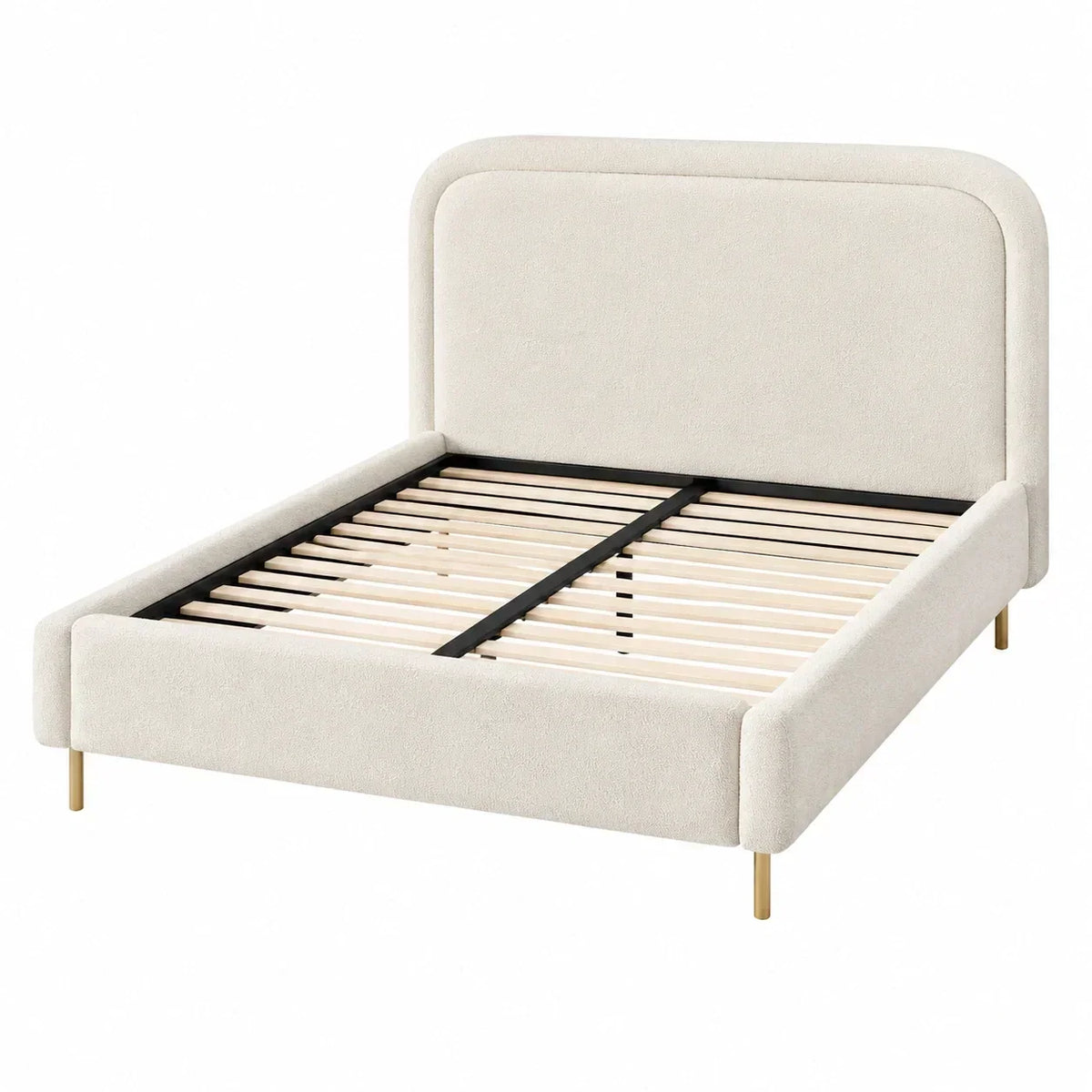 Cama doble de tela beige 200x180 cm