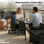 STEELSØN Xenara Essgruppe 3-teilig, 2 Personen, Schwarz/Anthrazit, Rattan