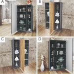 Mueble de salón Vladon Davos, compuesto por 2 vitrinas y 1 mueble para TV, antracita mate/blanco brillo, incl. iluminación LED (329 x 134 x 35 cm)