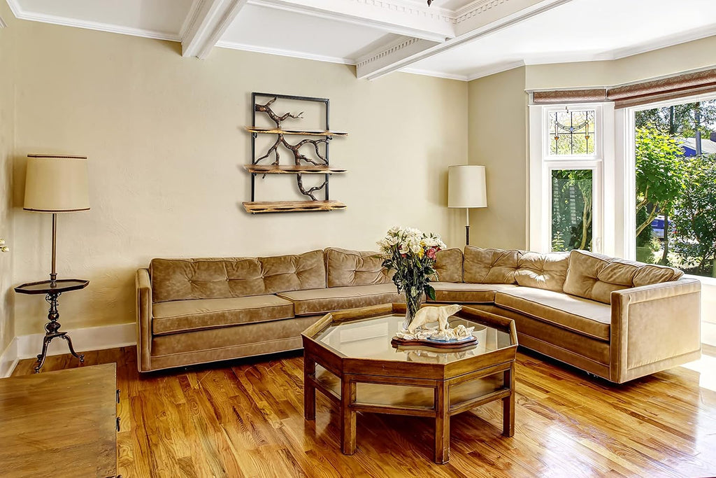 Estantería de pared Kobolo - Rama de árbol - 3 estantes - 59x20x66 cm - de hierro y madera