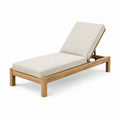 Tumbona de jardín ajustable de madera de teca con cubierta de poliéster, beige